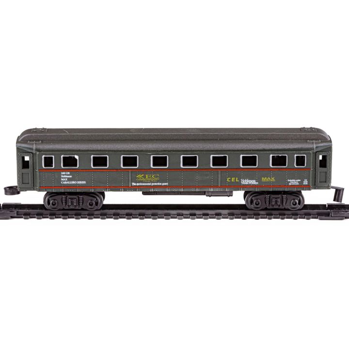 Elektryczna Kolejka Rail King – tory 286 cm i dworzec, parowóz z 3 wagonami pasażerskimi (skala 1:136)