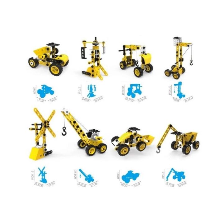 Klocki Konstrukcyjne, Maszyny, Pojazdy Budowlane, Auto, Samochód Do Rozkręcania I Skręcania 8w1