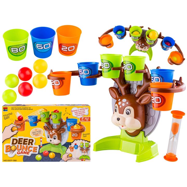 Gra Zręcznościowa Rzucanie Piłeczką Piłką Do Kosza Do Celu, Jelonek + Akcesoria,  Deer Bounce Game