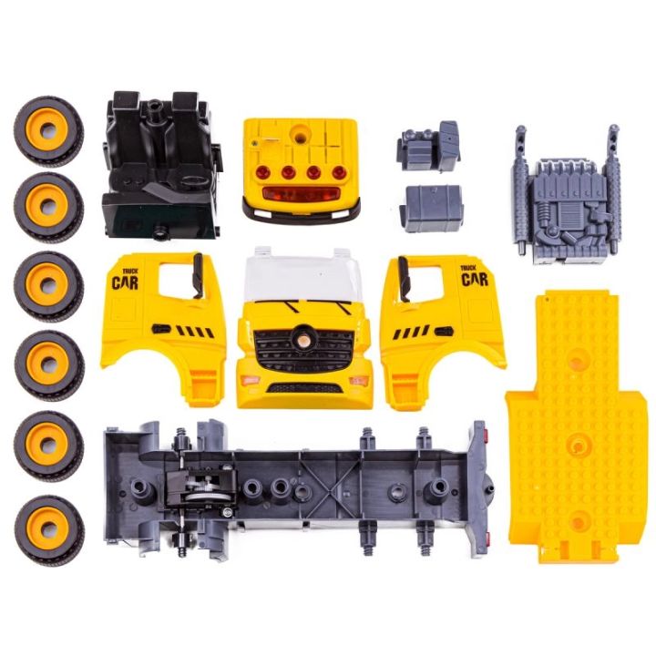 Ciężarówka 3w1, Samochód Ciężarowy Do Rozkręcania, Betoniarka, Koparka, Dźwig Z Hakiem