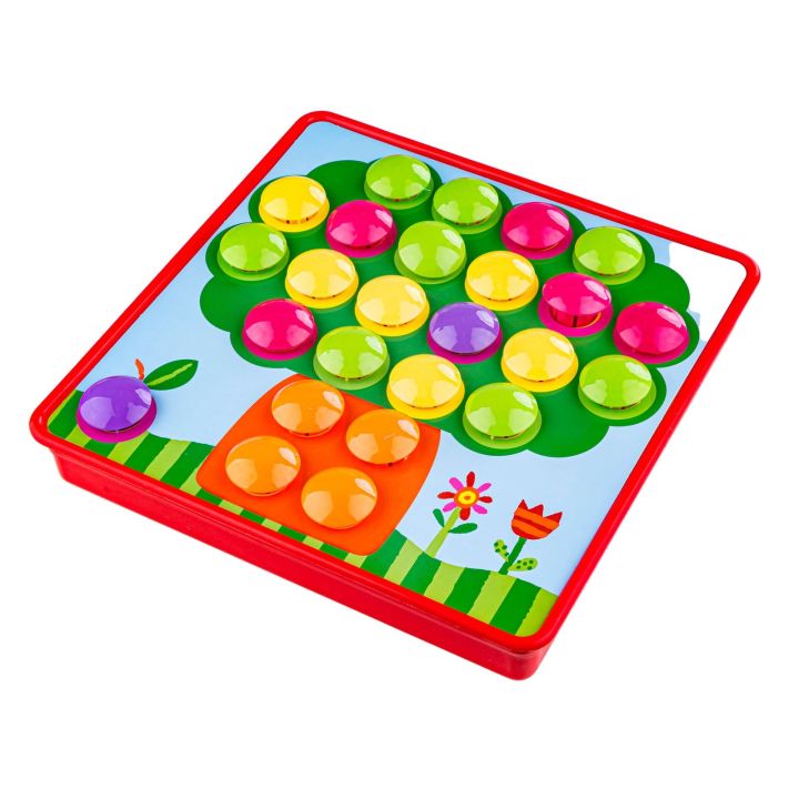 Edukacyjna Guzikowa Układanka, Puzzle, Mozaika, Plansze + Kolorowe Guziczki Klocki