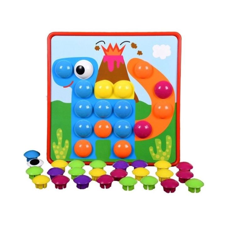 Edukacyjna Guzikowa Układanka, Puzzle, Mozaika, Plansze + Kolorowe Guziczki Klocki