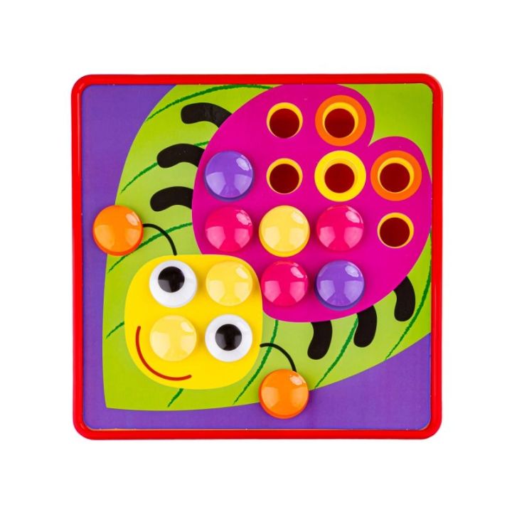 Edukacyjna Guzikowa Układanka, Puzzle, Mozaika, Plansze + Kolorowe Guziczki Klocki