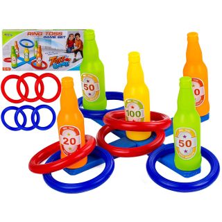 Gra Zręcznościowa, Rzucanie Obręczą, Ringo, Kolorowe Butelki I Obręcze Traf Do Celu