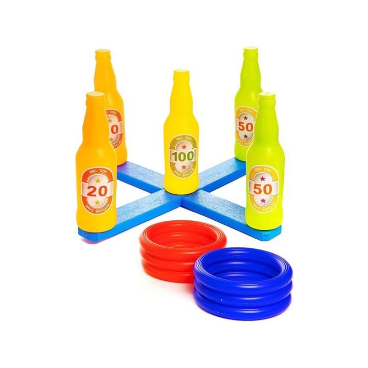 Gra Zręcznościowa, Rzucanie Obręczą, Ringo, Kolorowe Butelki I Obręcze Traf Do Celu