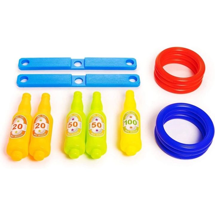 Gra Zręcznościowa, Rzucanie Obręczą, Ringo, Kolorowe Butelki I Obręcze Traf Do Celu