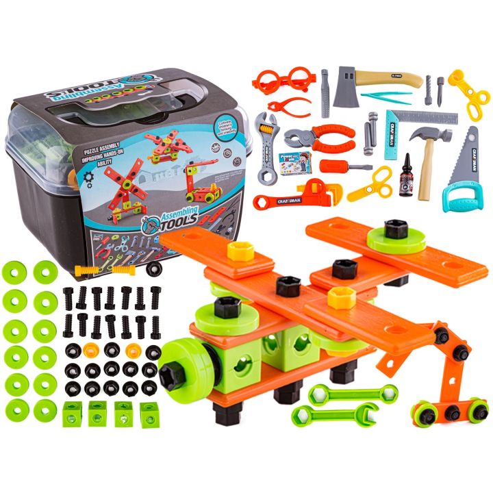 Klocki konstrukcyjne W Kuferku, Kreatywna Układanka 82 El, Narzędzia