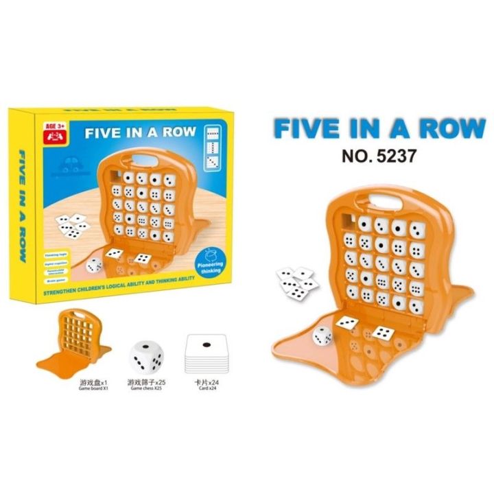 Logiczna Gra Planszowa Five In A Row, 5 Kostek w Rzędzie Kości