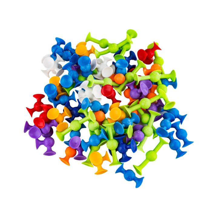 Klocki Konstrukcyjne, Kolorowe DUŻE XXL Przyssawki, Wesołe Buźki 76 Sztuk