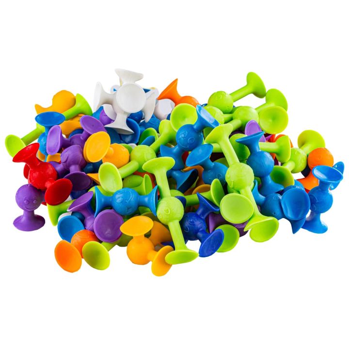 Klocki Konstrukcyjne, Kolorowe Przyssawki, Wesołe Buźki 39 Sztuk