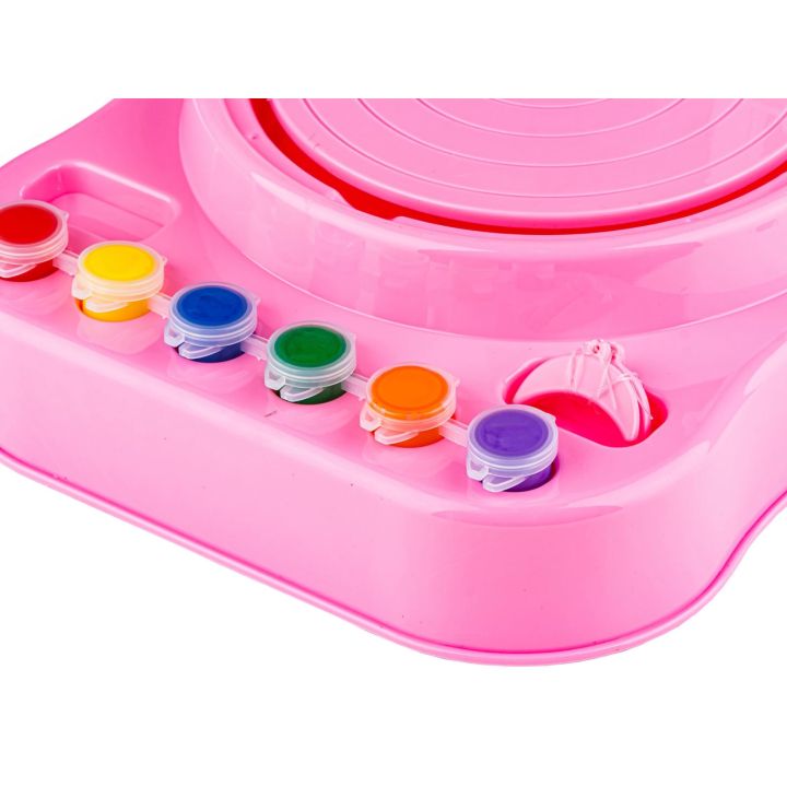 Koło Garncarskie RÓŻOWE - Mały Artysta - farbki, masa, koło, narzędzia