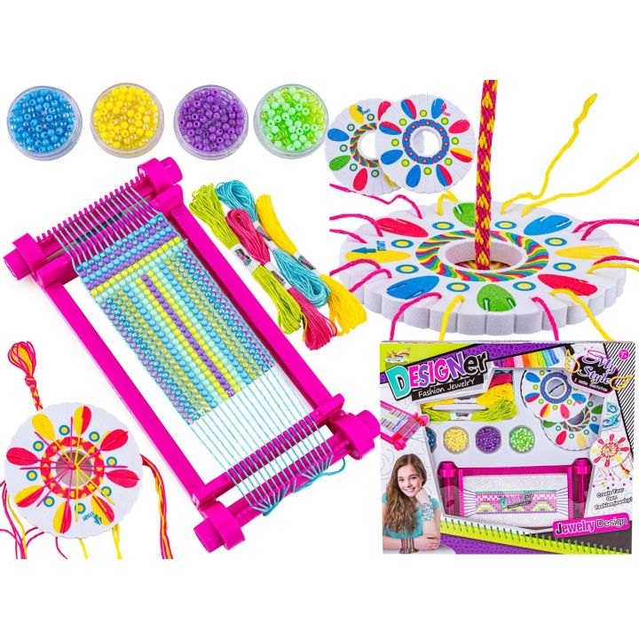 Zestaw Do Tworzenia Biżuterii, Bransoletek, Krosno, Koraliki, Nitki + Akcesoria