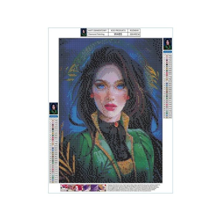 Haft Diamentowy, Obraz, Mozaika Diamentowa Diamond Painting, NIEBIESKOOKA DZIEWCZYNA 30x40cm