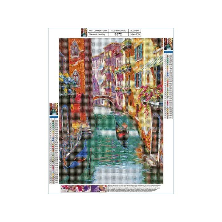 Haft Diamentowy, Obraz, Mozaika Diamentowa Diamond Painting, KANAŁ W WENECJI 30x40cm