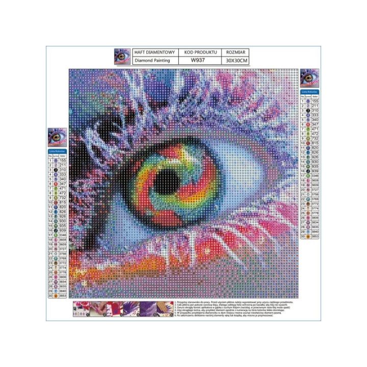 Haft Diamentowy, Obraz, Mozaika Diamentowa Diamond Painting, OKO W KOLORZE 30x30cm