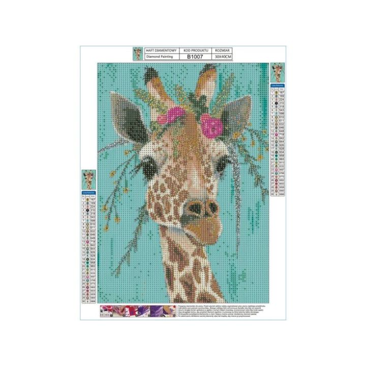 Haft Diamentowy, Obraz, Mozaika Diamentowa Diamond Painting, MAJESTATYCZNA ŻYRAFA 30x40cm