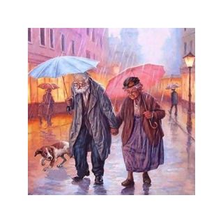 Haft Diamentowy, Obraz, Mozaika Diamentowa Diamond Painting, SPACER W DESZCZU 30x30cm