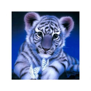 Haft Diamentowy, Obraz, Mozaika Diamentowa Diamond Painting, ŚNIEŻNY TYGRYSEK 30x30cm