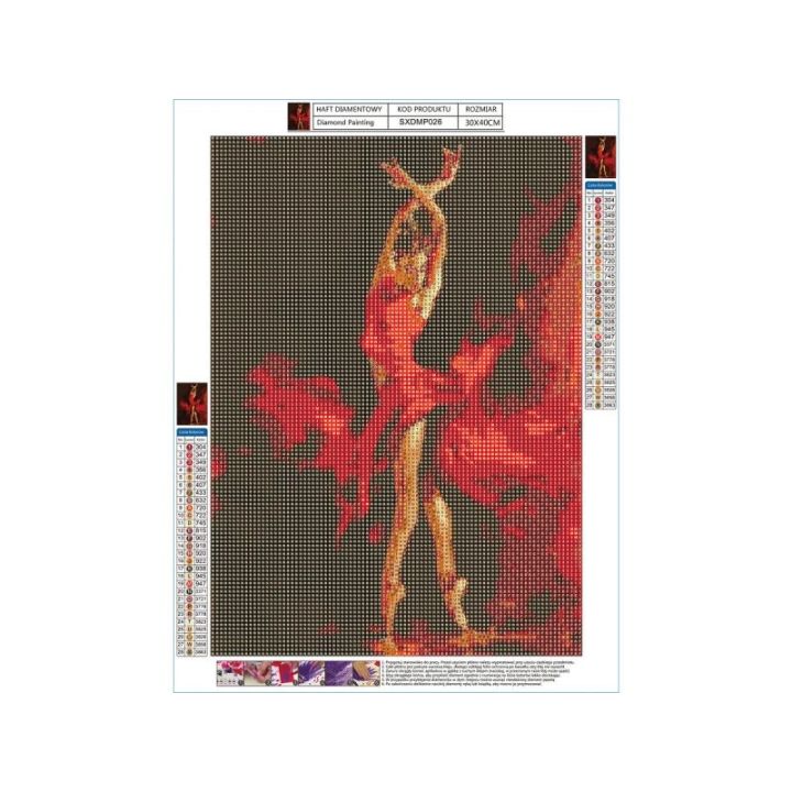 Haft Diamentowy, Obraz, Mozaika Diamentowa Diamond Painting, OGNISTY BALET 30x40cm