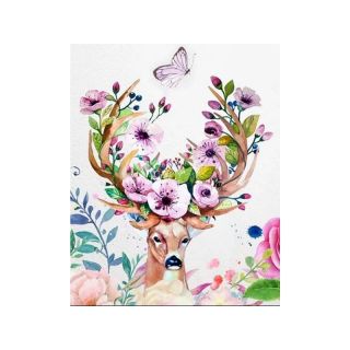 Haft Diamentowy, Obraz, Mozaika Diamentowa Diamond Painting, JELEŃ - KWIECISTE POROŻE 30x40cm