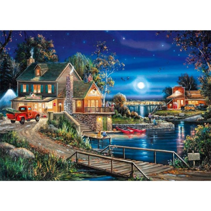 Haft Diamentowy, Obraz, Mozaika Diamentowa Diamond Painting, GOSPODARSTWO NOCĄ 40x30cm