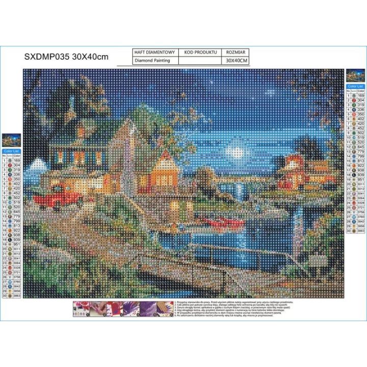 Haft Diamentowy, Obraz, Mozaika Diamentowa Diamond Painting, GOSPODARSTWO NOCĄ 40x30cm