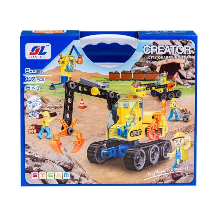 Klocki Konstrukcyjne, Maszyny, Pojazdy Budowlane, Auto, Helikopter, Dźwig, Samochód Do Rozkręcania I Skręcania 6w1