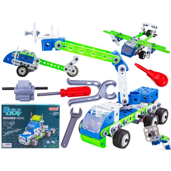 Klocki Konstrukcyjne, Pojazdy Budowlane, Auto, Samochód, Samolot Do Rozkręcania I Skręcania 18w1