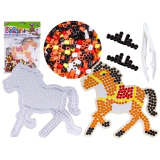 Koraliki do prasowania, Prasowanka, Szablon, Saszetka BRĄZOWY KOŃ, OSIODŁANY KONIK