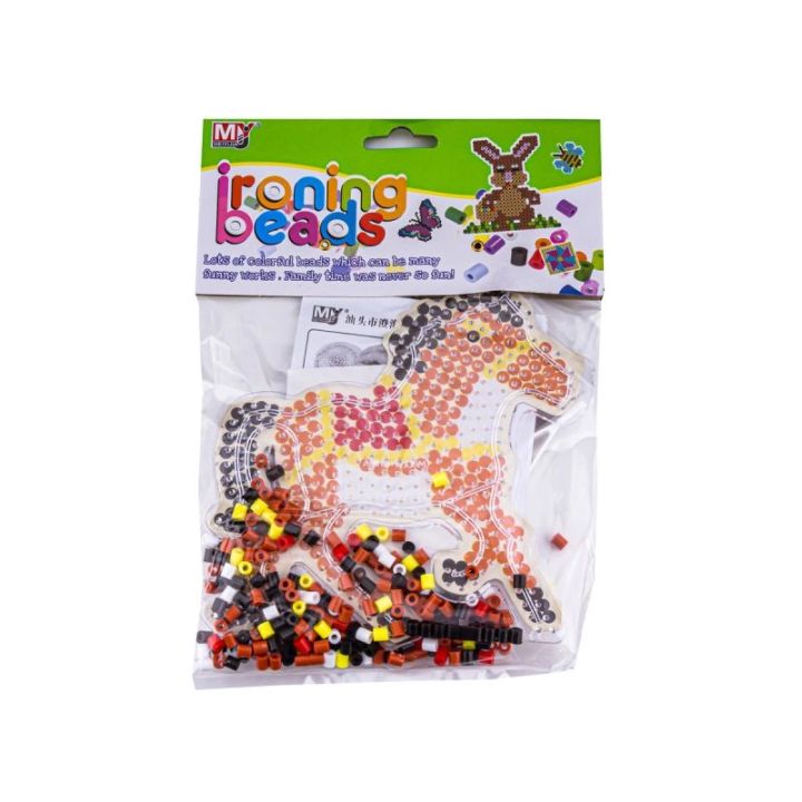 Koraliki do prasowania, Prasowanka, Szablon, Saszetka BRĄZOWY KOŃ, OSIODŁANY KONIK