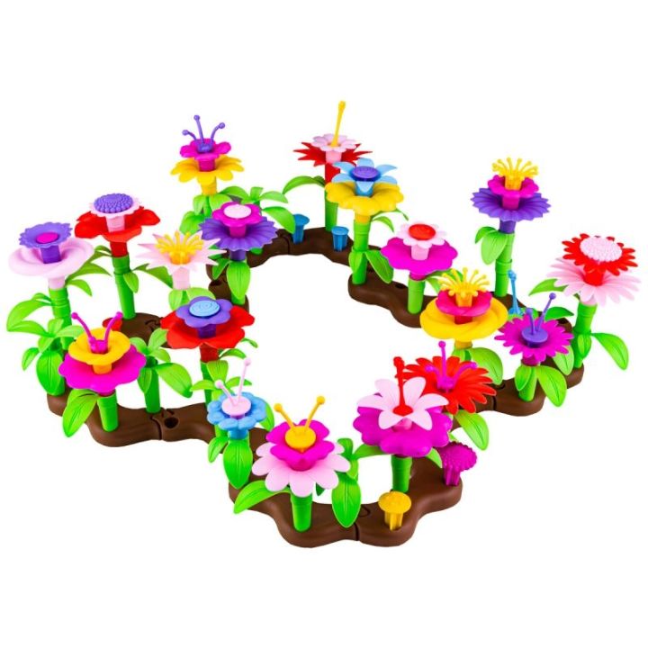 Klocki Konstrukcyjne Ogród Kwiatki, Zestaw Do Zbudowania Kwiatowej Kompozycji 104 EL
