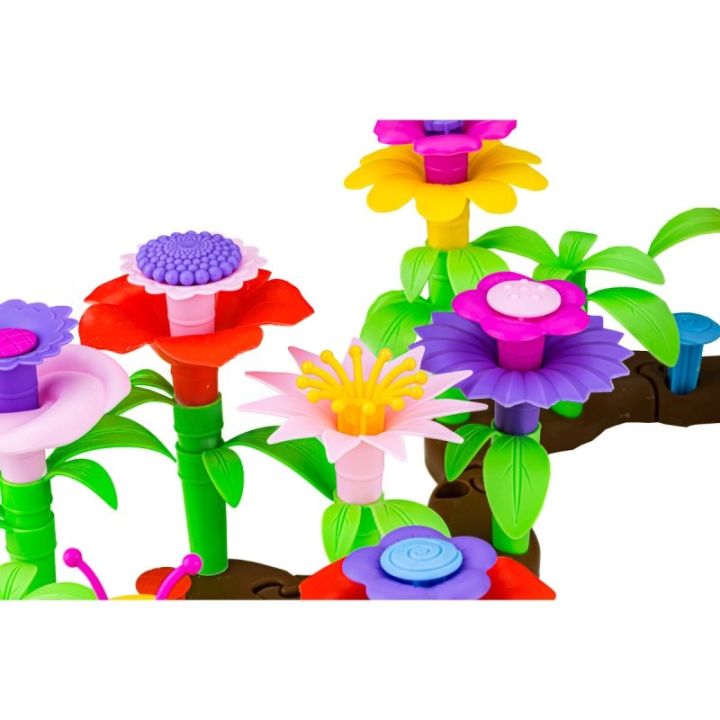 Klocki Konstrukcyjne Ogród Kwiatki, Zestaw Do Zbudowania Kwiatowej Kompozycji 104 EL