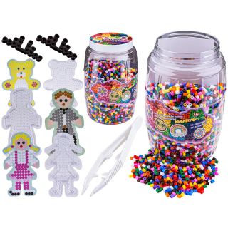 Prasowanka, Koraliki Do Prasowania, Zestaw 9000 Elementów W Butelce, Słoik + 3 Podkładki, Szablony MISIU, LALKA, PAJACYK