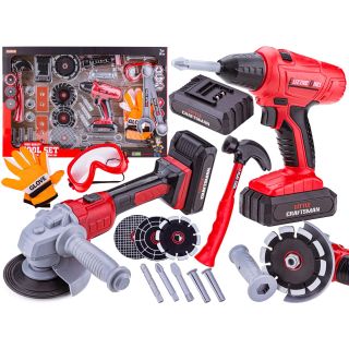 Zestaw Małego Majsterkowicza, Narzędzia, Akcesoria, Wkrętarka, Boszka, Szlifierka