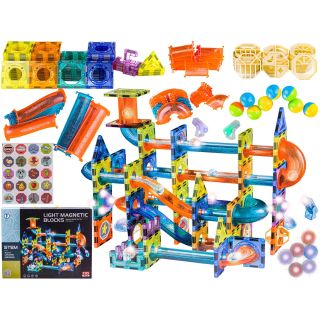 Świecące Klocki Magnetyczne, Tor Kulkowy Dla Kulek 110 Elementów Kulodrom