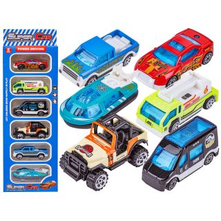 Metalowe Pojazdy, Auta, Resoraki 6 Sztuk Zestaw 1:64 Pojazd SWAT, Poduszkowiec, Jeep Turystyczny