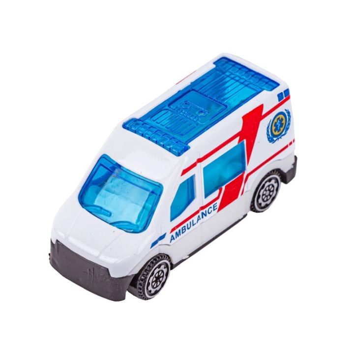 Metalowe Pojazdy Uprzywilejowane, Auta, Resoraki 6 Sztuk Zestaw 1:64 POGOTOWIE, AMBULANS