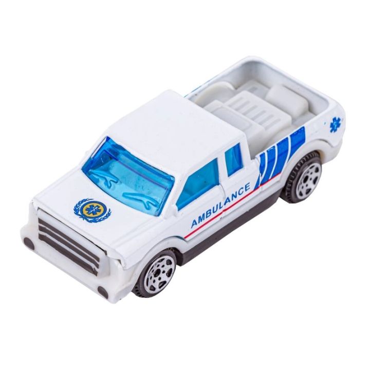 Metalowe Pojazdy Uprzywilejowane, Auta, Resoraki 6 Sztuk Zestaw 1:64 POGOTOWIE, AMBULANS