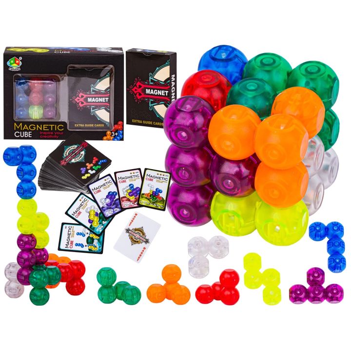 Gra, Układanka Logiczna, Magnetyczna Kostka Do Ułożenia, Klocki + KARTY
