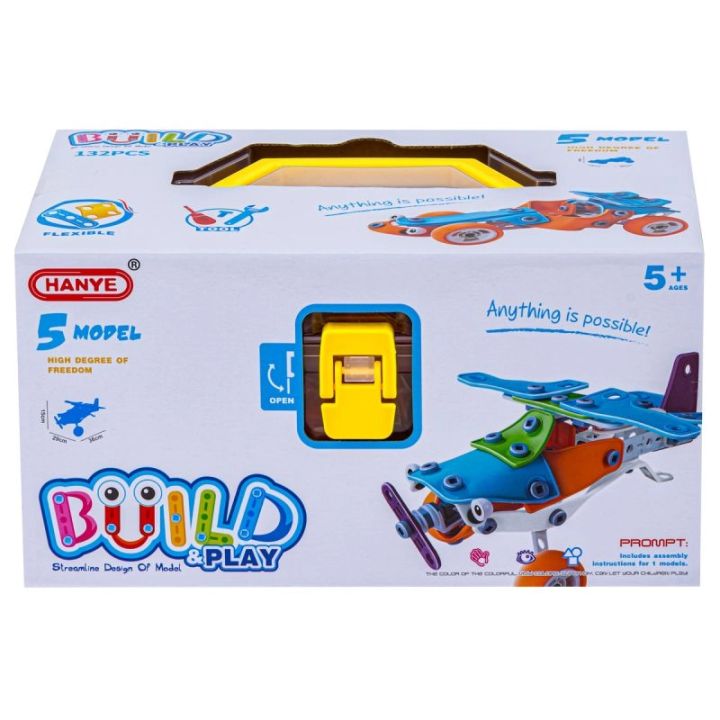 Klocki Elastyczne Konstrukcyjne 5w1 132 El., Maszyny, Pojazdy, Auto, Samochód, Samolot, Skuter Do Rozkręcania I Skręcania