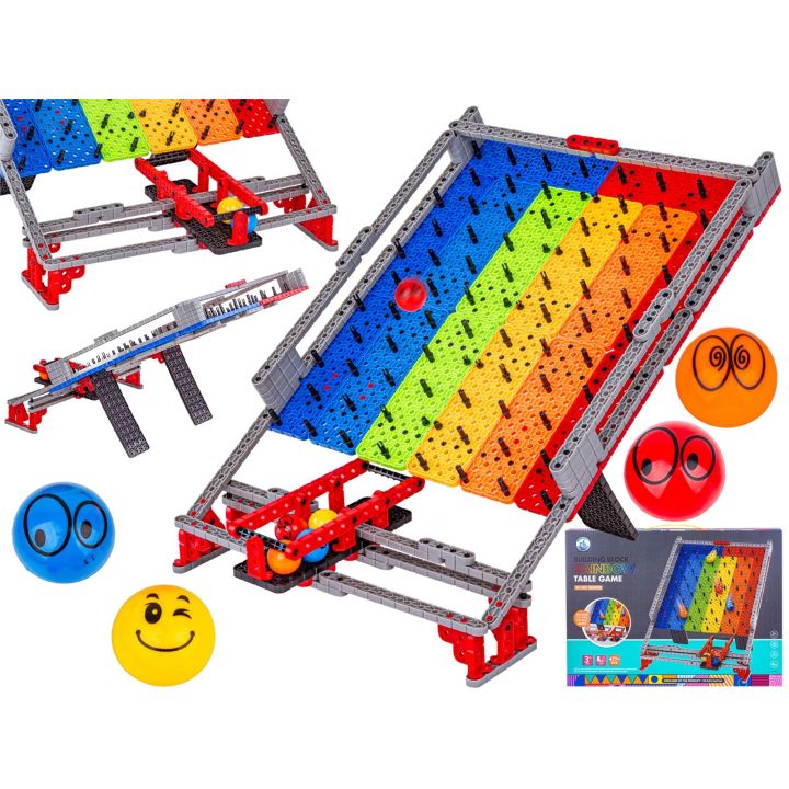 Tęczowa Plansza Gra, Zjazd Dla Kulek, Tor Kulkowy, Zjeżdżalnia, Klocki 477 El.