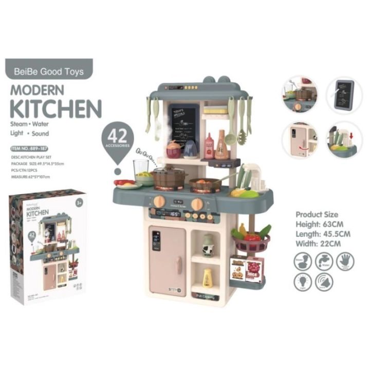 Multifunkcyjna Kuchnia Z Lodówką I Płytą Gazową, Beżowo-Szara Przecena 5