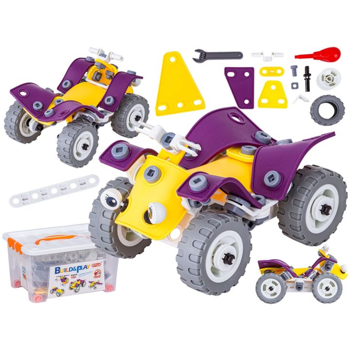 Klocki Elastyczne, Konstrukcyjne 100 El. Formuła 1, Quad, Helikopter, Samolot Do Rozkręcania I Skręcania 4w1