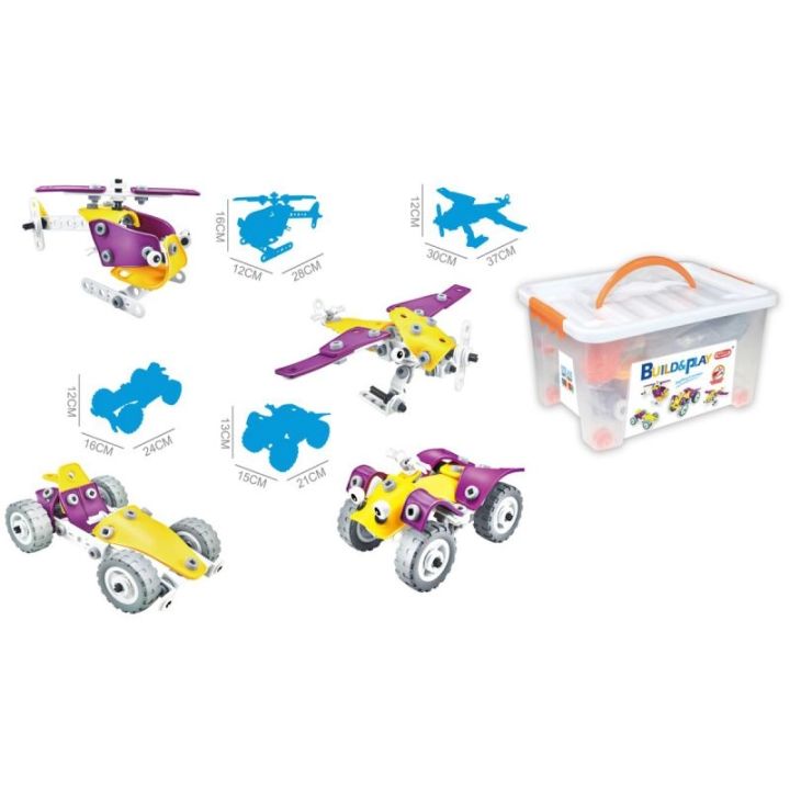 Klocki Elastyczne, Konstrukcyjne 100 El. Formuła 1, Quad, Helikopter, Samolot Do Rozkręcania I Skręcania 4w1