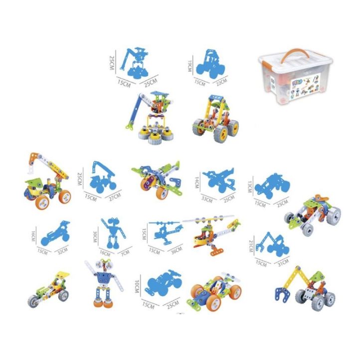 Klocki Elastyczne, Konstrukcyjne 167 El. Samochód, Auto, Helikopter, Samolot, Robot Do Rozkręcania I Skręcania 10w1
