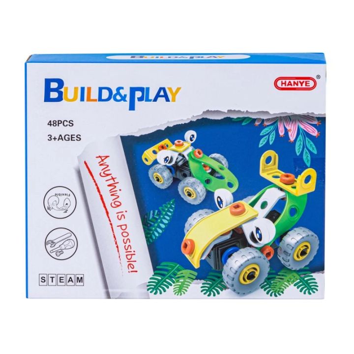 Klocki Elastyczne, Konstrukcyjne 48 El. Samochód, Auto, Wyścigówka Do Rozkręcania I Skręcania 2w1