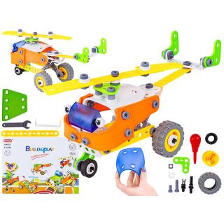 Klocki Elastyczne, Konstrukcyjne 164 El. Auto, Quad, Helikopter, Samolot, Robot Do Rozkręcania I Skręcania 5w1