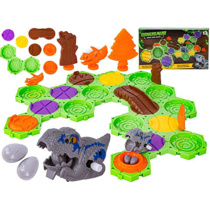 Gra Logiczna, Zbuduj Tor Dla Dinozaura, Trasa, Przeprawa Dla Dinozaura, Klocki, Tor Przeszkód