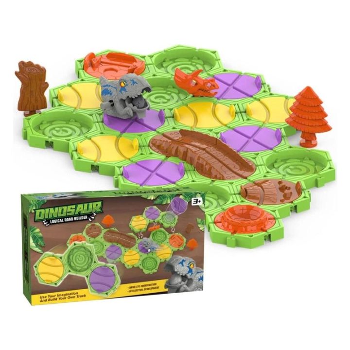 Gra Logiczna, Zbuduj Tor Dla Dinozaura, Trasa, Przeprawa Dla Dinozaura, Klocki, Tor Przeszkód