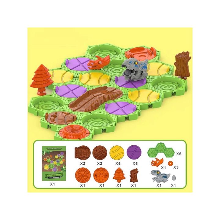 Gra Logiczna, Zbuduj Tor Dla Dinozaura, Trasa, Przeprawa Dla Dinozaura, Klocki, Tor Przeszkód